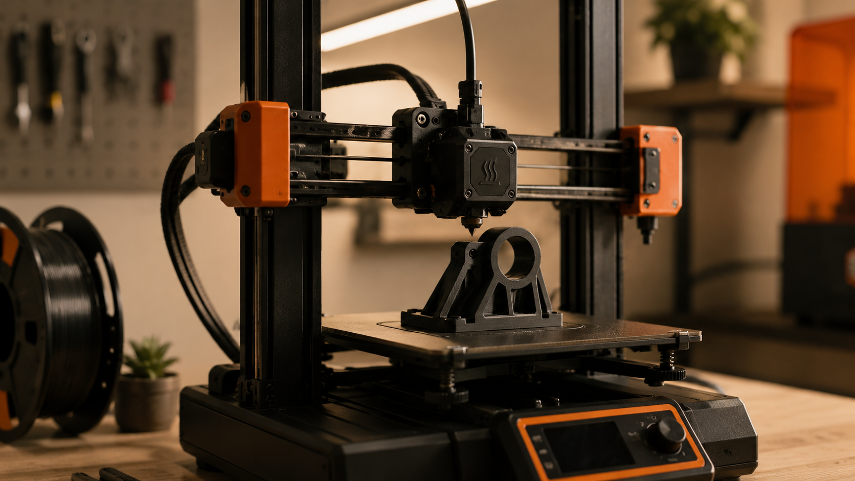 A 3D printer producing a functional part